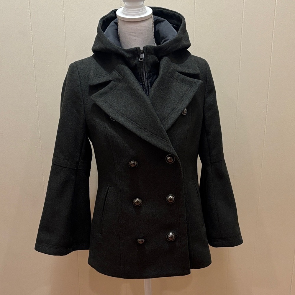 Banana Republic Army Green Melton Double-Breasted Peacoat